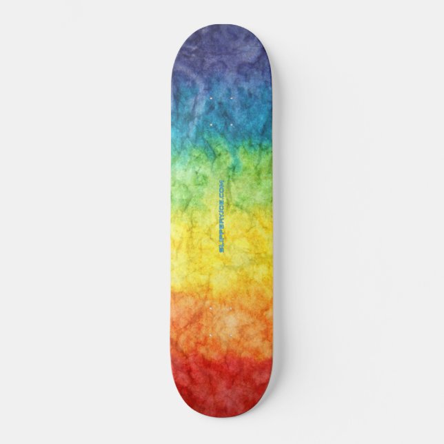 Skateboard SlipperyJoe's gay pride flag rainbow colors tie-dy (Recto)