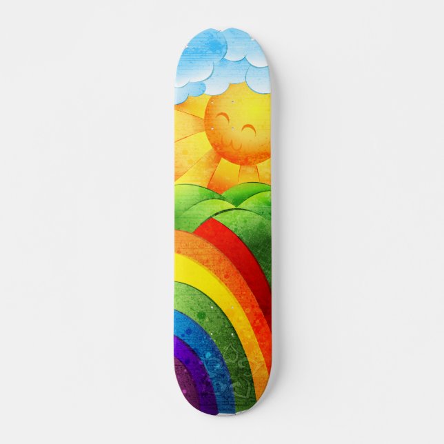 Skateboard Soleil et arcs-en-ciel (Devant)
