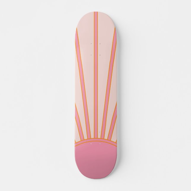 Skateboard Soleil Sunrise rose Abstrait Retro Sunshine (Devant)