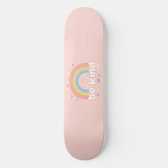 Skateboard Soyez Gentil – Arc-en-Ciel Pastel Positivité (Recto)