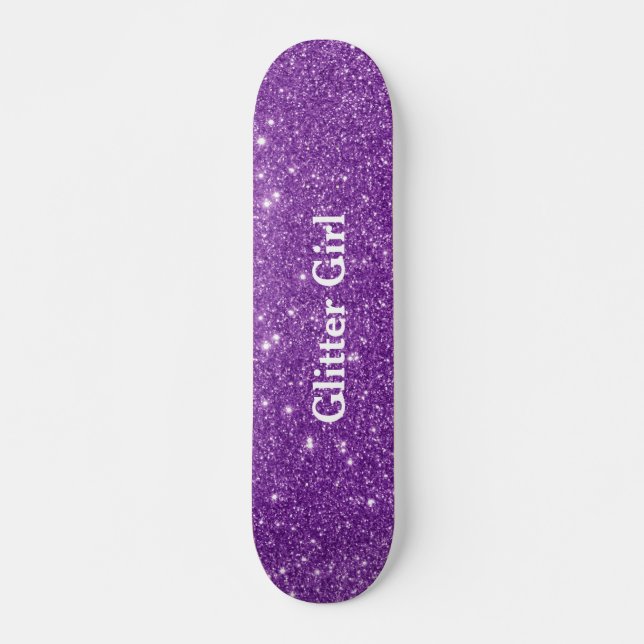 Skateboard Spectacle de Fille Pailletée Violette Montre tes G (Devant)