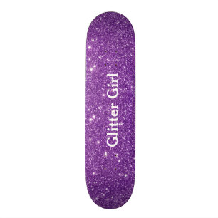 Skateboard Spectacle de Fille Pailletée Violette Montre tes G