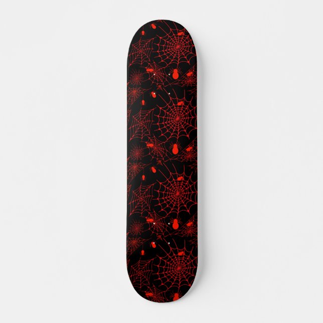 Skateboard Spiderweb avec araignées arrière - plan noir (Devant)