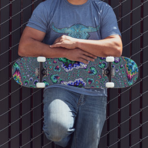 Skateboard Spirale Abstraite Fractale Colorée Trippy Groovy