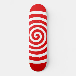 Skateboard Spirale de cercle abstrait blanc sur rouge