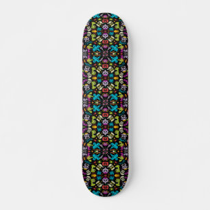 Skateboard Spooky Halloween creatures in cool pattern design