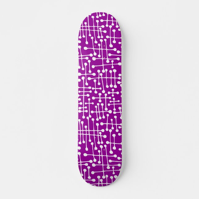 Skateboard Spots connectés - Blanc sur violet (Devant)
