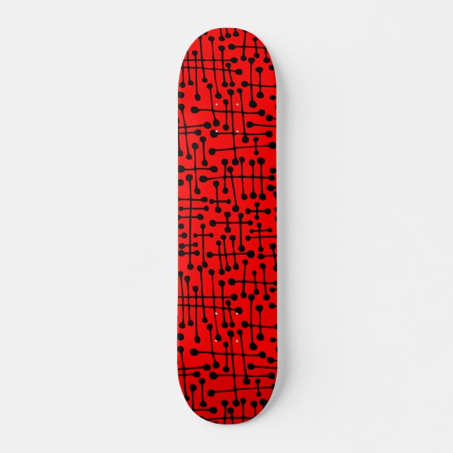 Skateboard Spots connectés - Noir sur Rouge (Devant)