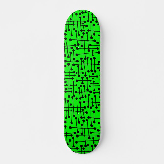Skateboard Spots connectés - Noir sur Vert (Devant)
