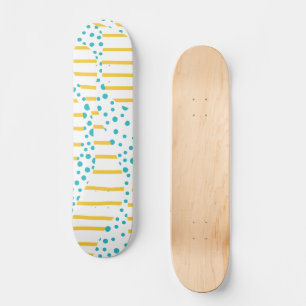 Skateboard Spots et bandes 2 en Turquoise, Jaune et Blanc