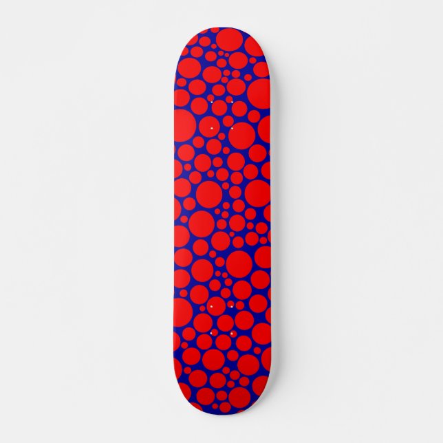Skateboard Spotty - Rouge sur bleu foncé (Devant)