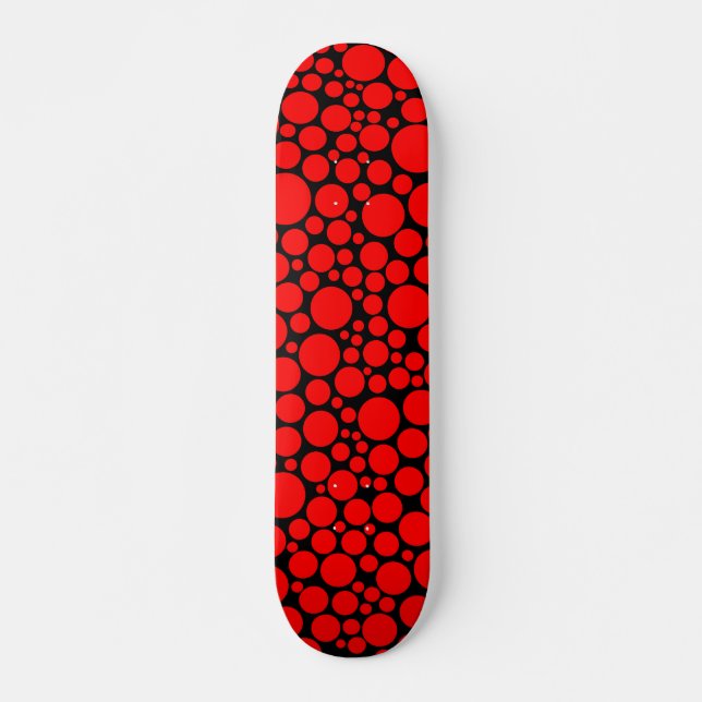 Skateboard Spotty - Rouge sur Noir (Devant)