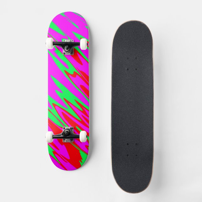 Skateboard Spray Peint rouge rose vert (Recto)