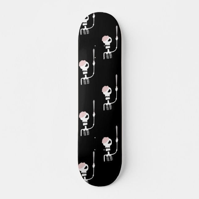 Skateboard squelette d'Halloween avec une épée  (Devant)