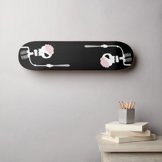 Skateboard squelette d'Halloween avec une épée  (Art mural (Horz))