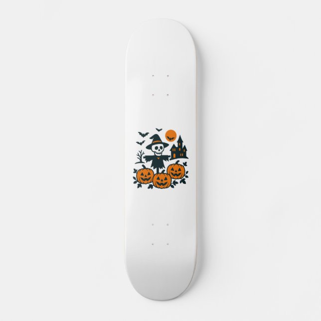 Skateboard Squelette éffrayant épouvantail et nuit hantée mai (Recto)