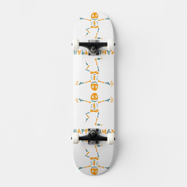 Skateboard Squelette humain heureux (Recto)