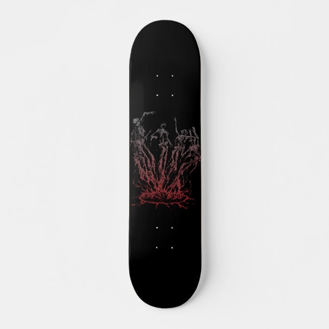 Skateboard Squelettes surgissant des flammes (Devant)