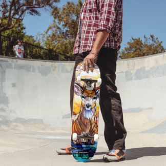 Skateboard Stained Glass Deer