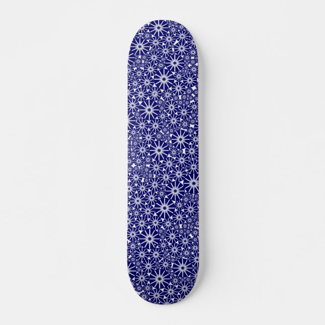 Skateboard Star Wheel Abstrait - Marine en blanc (Devant)