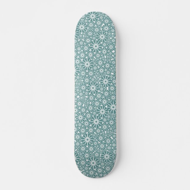 Skateboard Star Wheel Abstrait - Ocean Green on White (Devant)