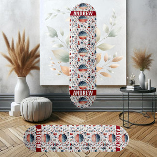 Skateboard Stars Stripes Drapeau Américain Rouge Bleu Blanc M