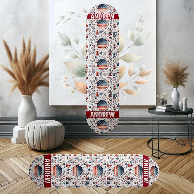 Skateboard Stars Stripes Drapeau Américain Rouge Bleu Blanc M (Stars Stripes American Flag Red Blue White Pattern Skateboard)