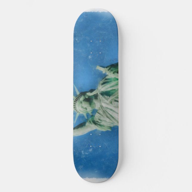 Skateboard Statue de la liberté, peinture d'aquarelles de New (Recto)