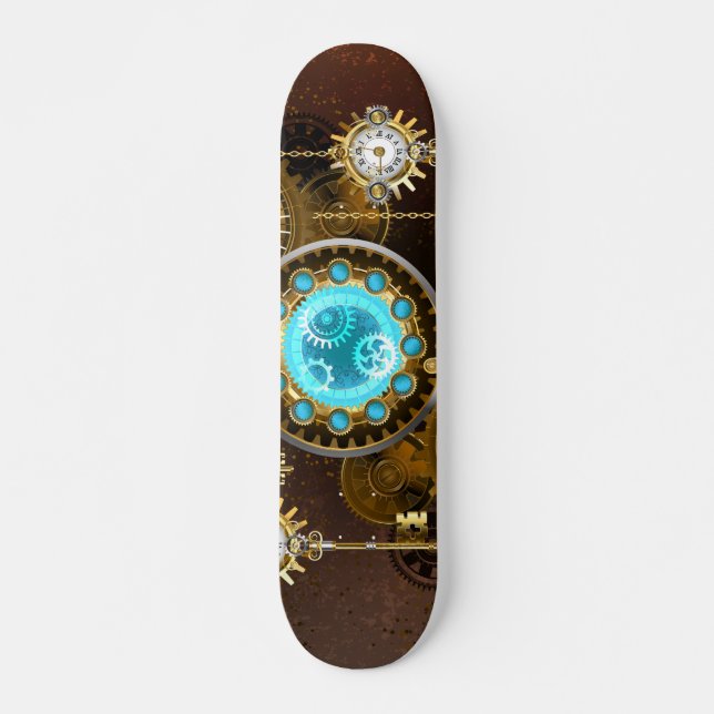 Skateboard Steampunk Arrière - plan rouillé avec des lentille (Devant)