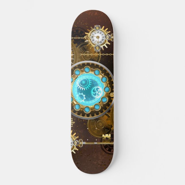 Skateboard Steampunk Arrière - plan rouillé avec des lentille (Recto)