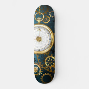 Skateboard Steampunk Arrière - plan turquoise avec Gears