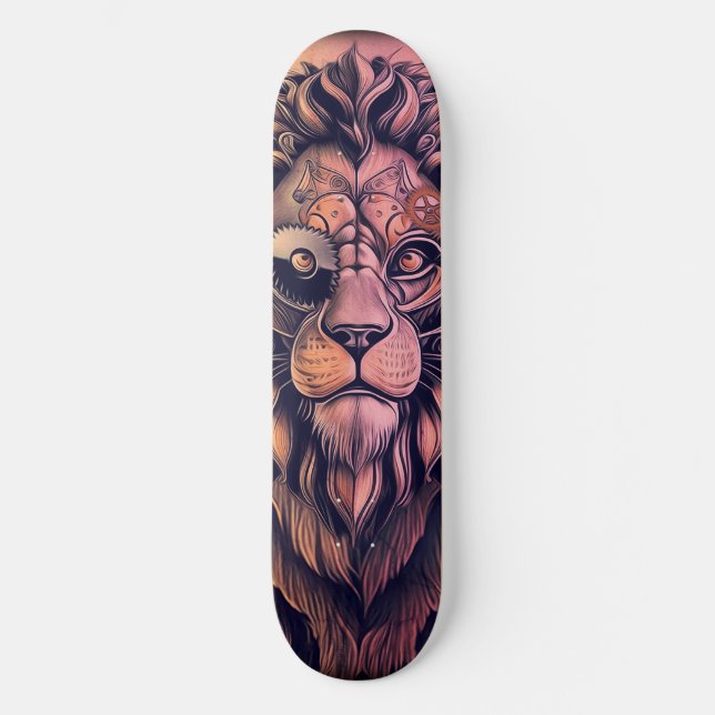 Skateboard Steampunk Couleur Gradient Lion Rustique (Recto)