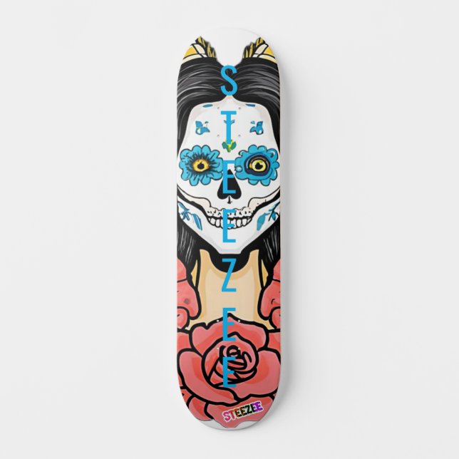 Skateboard Steeze Custom Sugar Skull Paint Visage (Recto)
