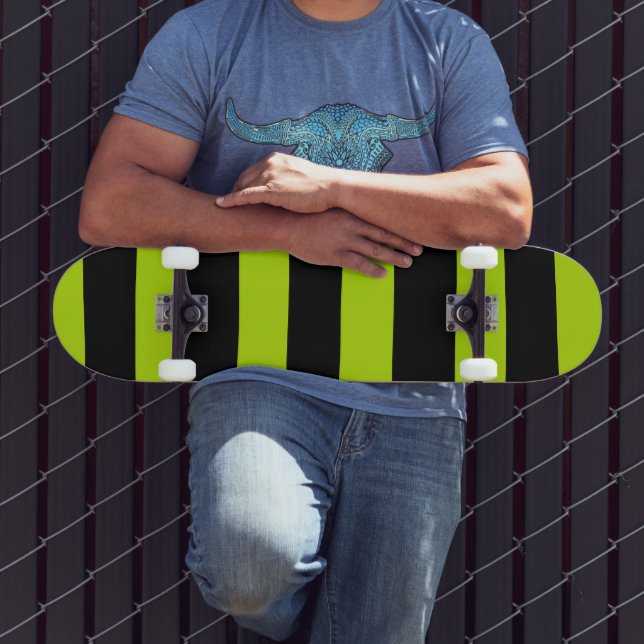 Skateboard Stripes inégales - Lime vert et noir (Extérieur 3)