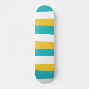 Skateboard Stripes inégales - Turquoise et Jaune