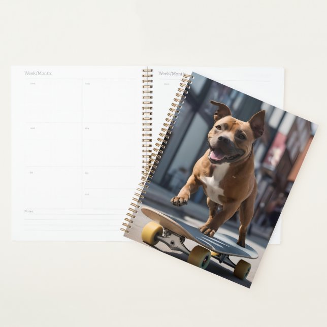 Skateboard Stunt : Un Staffy en déplacement (Devant avec enveloppe)