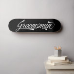 Skateboard Style Black Retro Typographie Groomsman Skateboar<br><div class="desc">Stylish Black White Retro Typographie Vintage Groomsmen skateboard customisé - également disponible avec un nom personnalisé sur elle,  voir toute la collection dans ma boutique.</div>