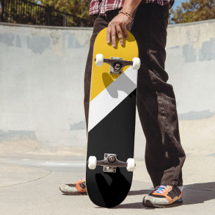 Skateboard Style de bloc de couleur noir blanc jaune
