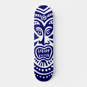 Skateboard Style de masque Tiki - Marine en blanc