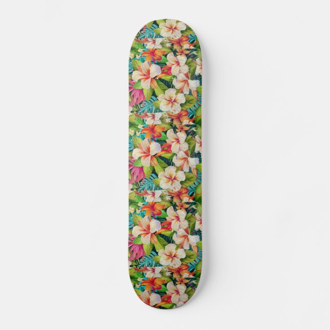 Skateboard Style de peinture à l'huile florale tropicale (Recto)