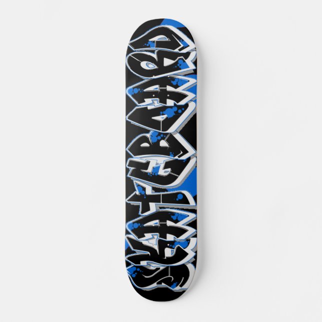 Skateboard style graffiti bleu et noir (Recto)