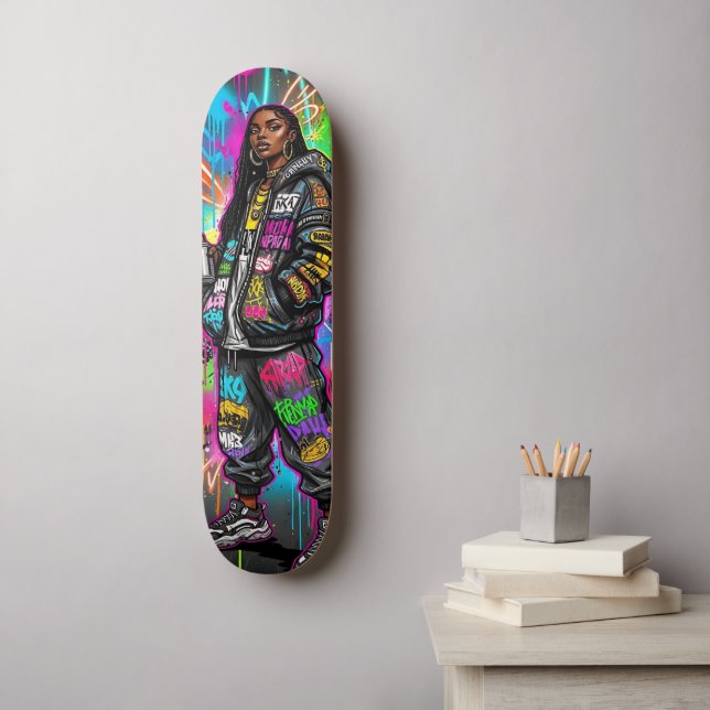 Skateboard Style Graffiti Portrait femme noire (Art mural)