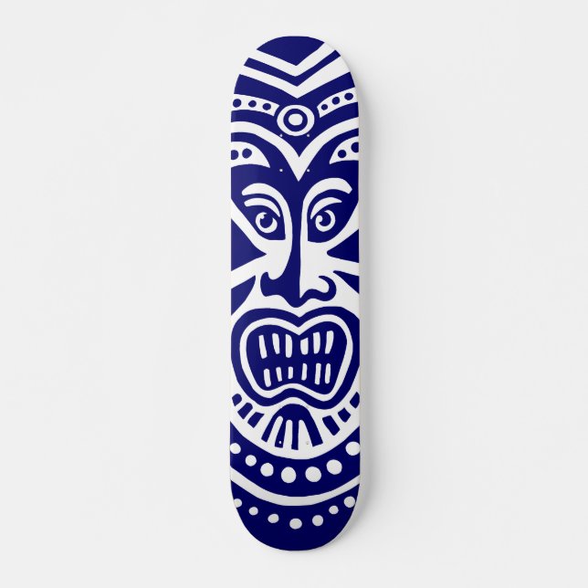 Skateboard Style Masque Tiki - Marine en blanc (Devant)