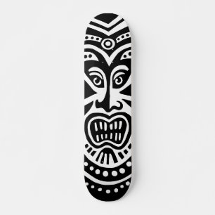 Skateboard Style Masque Tiki - Noir sur Blanc