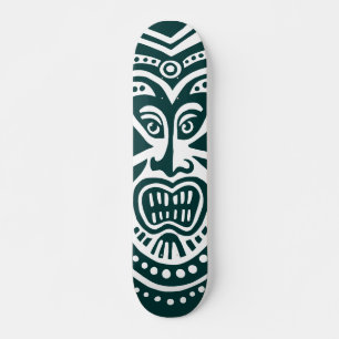 Skateboard Style Masque Tiki - Vert foncé sur bois