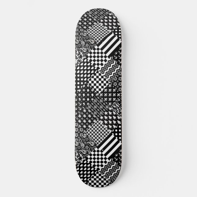 Skateboard Style minimaliste Motif mixte noir blanc (Recto)