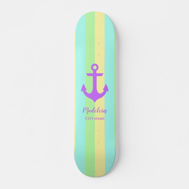 Skateboard Style Rainbow Pastel couleurs Ancre personnalisée (Devant)