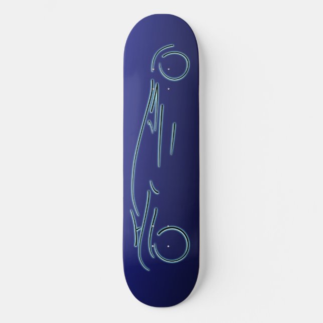 Skateboard Stylisé Sportscar - brillant bleu neon design auto (Recto)