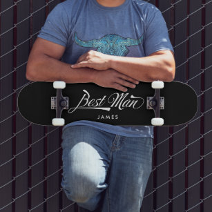 Skateboard Stylisme noir typographie Best Man Groomsmen