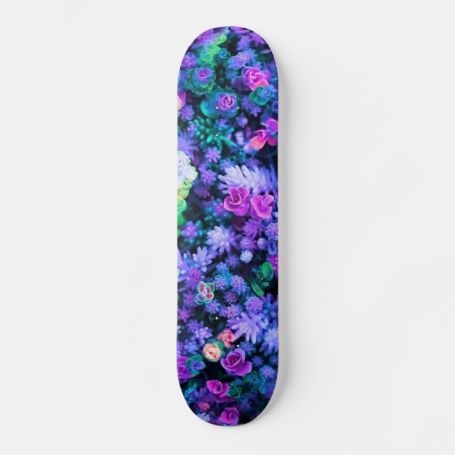 Skateboard Succulents floraux roses et pourpres Girly (Recto)